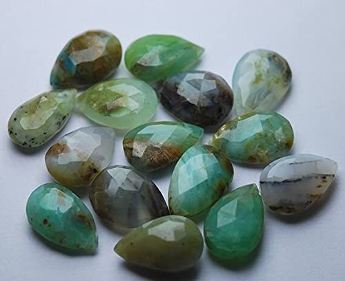 Opale verte péruvienne taillée en poire, lot de 15 briolettes facettées 12-13mm pour perles