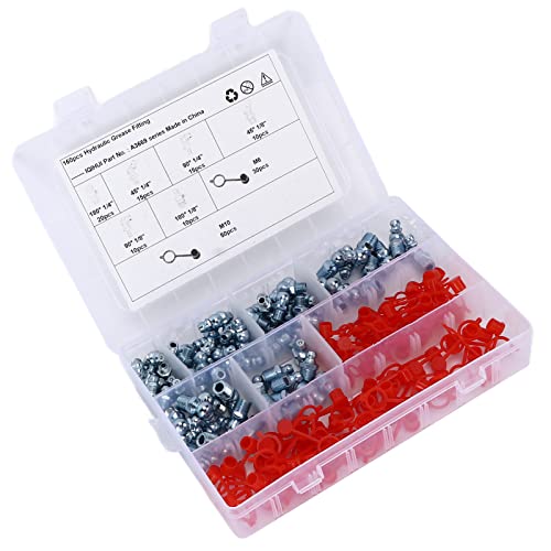 Graxa Zerk, 160 Pçs/set Hidráulico 6 Tamanhos Encaixe de Lubrificação Hexagonal para Caminhões para