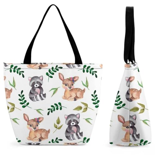 Sac à bandoulière cerf raton laveur grand sac à main femme voyage cabas shopping