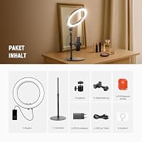 NEEWER 10" 20W LED Ringlicht mit Schreibtischständer Telefonhalterung kompatibel mit iPhone Laptop zweifarbig 2900K – 7000K USB C PD Eingang CRI97+ 1660LX/0,5m Selfie Make up TikTok Videolicht RH10B – Ansicht 9
