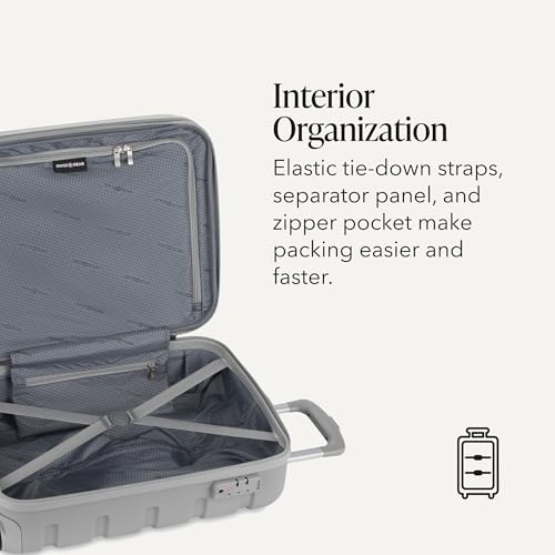 Image of SwissGear 7366 Hardside Expandable Luggage with Spinner Wheels, Grey, Carry-On 19-Inch, 7366 Hardside Expandable Luggage With Spinner Wheels