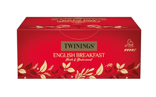 Twinings English Breakfast Tea - Schwarzer Tee - kräftiger Schwarztee aus hochwertigen Teeblättern, gepflückt in Sri Lankas und Indiens besten Teegärten, 100 Teebeutel (200g)