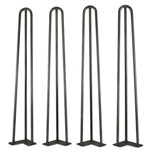 WEN TL28B 28-Inch Mid-Century Modern Satin Black Hairpin Table Legs, 1/2″ Diameter, Set of 4