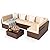 Pamapic Patio Furniture Set, 7 Pieces Modular Outdoor Sectional, Patio Sectional Sofa Conversation Set, Rattan Sofa with Coffee Table and Washable Cushions Covers, Brown Rattan and Beige Cushions