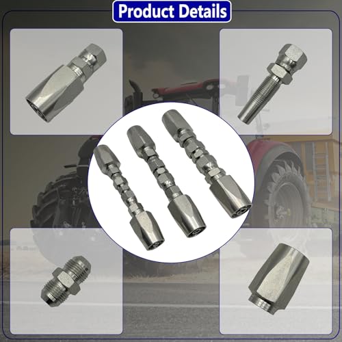 Image of 3-Pack Reusable Hydraulic Hose Field Repair Kit For R2 R16 R17 R19 2-wire hydraulic hoses Replacement for 1 /4 inch 3 /8 inch 1 /2 inch Inner Diameter Hydraulic Hose Repair Fitting 4000 psi Pressure Rating