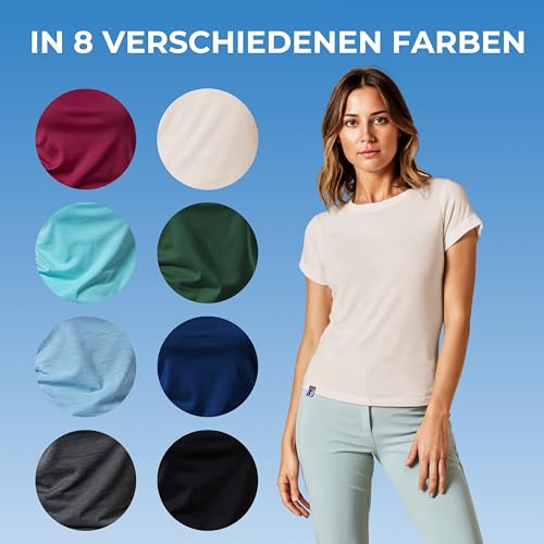 ALPIN LOACKER Merino Shirt Damen Kurzarm und Poloshirt I atmungsaktives Funktionsshirt schnelltrocknend für Sport und Wandern I Merinowolle Tshirt und Thermooberteil, Berry L