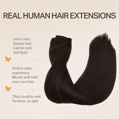 Image of DOORES Wire Hair Extensions 18 Inch 95g Remy Human Wire Hair Extensions Invisible Transparent Line Adjustable Hairpieces Secret Extensions Straight Hair Light Dark Brown
