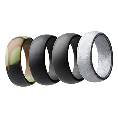 Baoblaze anel, aliança de casamento para dedo anelar, silicone, flexível, 4 peças, 8 mm de largura