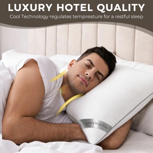 Image of HIMOON Bed Pillows for Sleeping Set of 2,King Size Cooling Pillows 2 Pack,Top-end Microfiber Cover for Side Stomach Back Sleepers