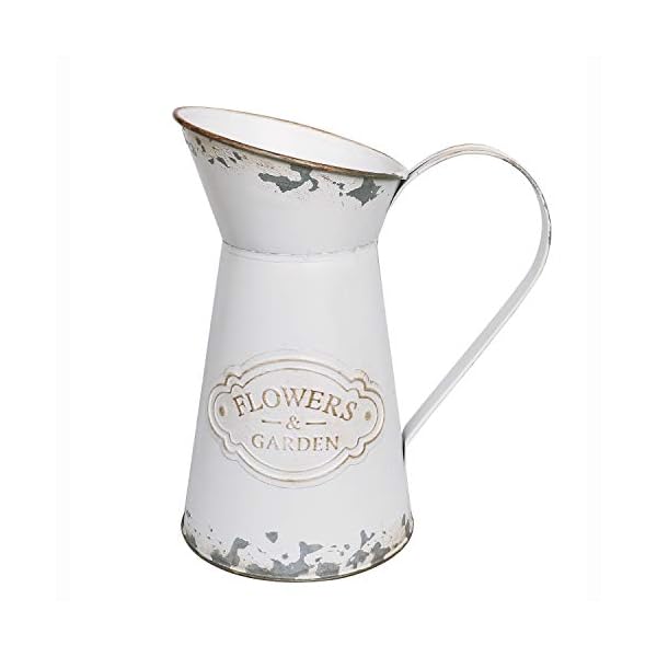 APSOONSELL Rustic Shabby Chic Vase Small Metal Vase Vintage Milk Jug Mini Pitcher Decorative Flower Vase Farmhouse Decor for Home, Kitchen, Bathroom