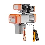 Prowinch 3 ton Electric Chain Hoist w/Power Trolley 1 Speed 208~240V 3ø 60HZ 16ft G100 Nickel Duty H4/M5, Heavy-Duty Engine Hoist for Warehouse, Factory & Industrial Lifting
