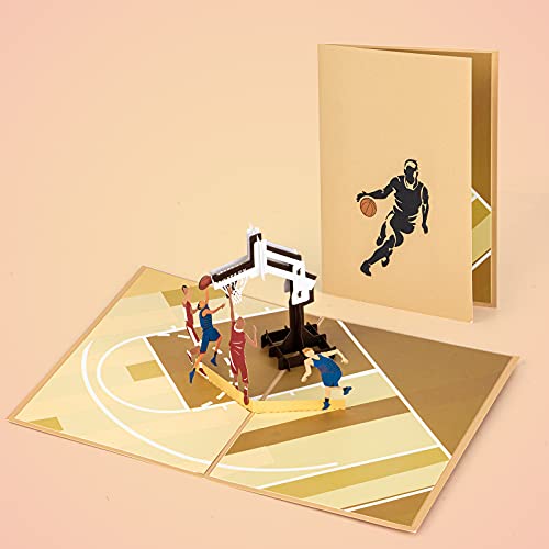 Basketball Pop Up Card, Blank Handmade 3D Sports Greeting With Envelope For Happy Birthday, Father's Day, Anniversary, Valentine's For Him Boy Men Dad Husband Boyfriend Brother Son Nephew Kid Friend #TOP1
