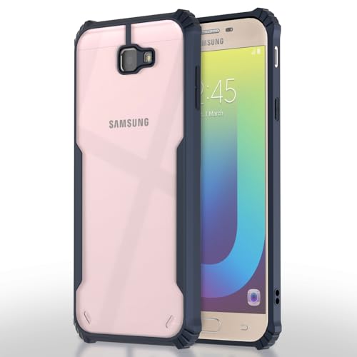 Image of Pikkme Ultra Hybrid Back Cover for Samsung Galaxy J7 Prime | Raised Edges |Crystal Clear Transparent | Full Camera Protection Bumper Case (Blue)