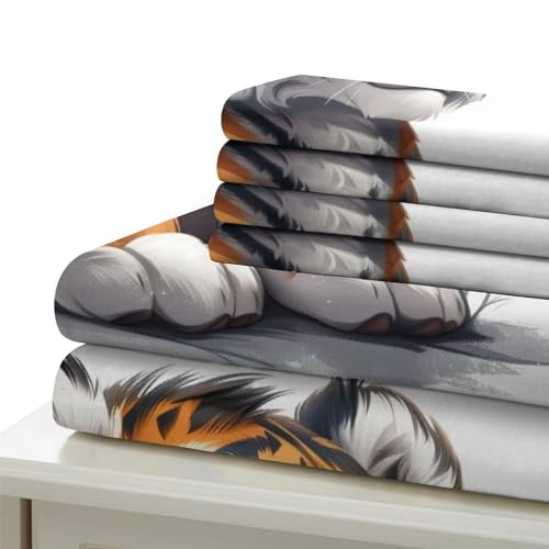 Housses de couettes 3D tigre imprimé microfibre parure de lit super king