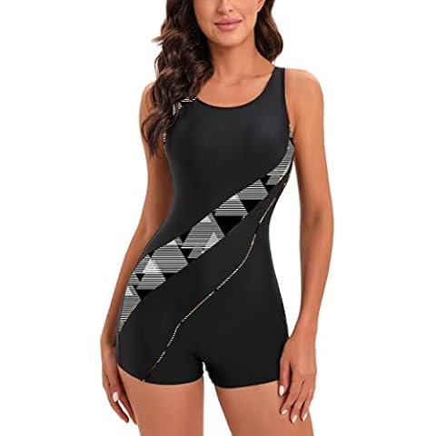 Ruuione Women's One Piece Boyleg Swimwear Cover