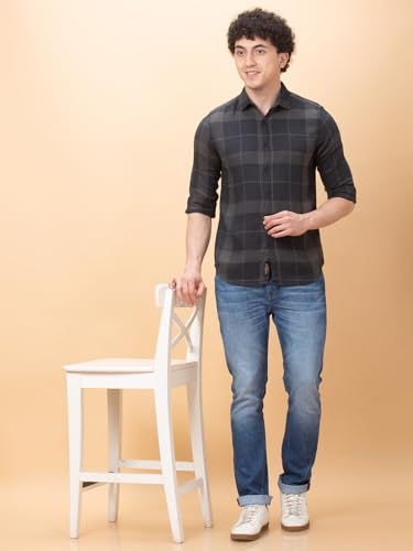 Image of Being Human Beige Slim Fit Regular Collar Men's Shirt Clothing