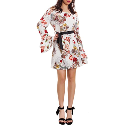 Toocool-Vestido-de-mujer-floral-Minivestido-elegante-con-cinturon-Gitana-nuevo-AS-1800-Color-blanco-Talla-unica Toocool-Vestido-de-mujer-floral-Minivestido-elegante-con-cinturon-Gitana-nuevo-AS-1800-Color-blanco-Talla-unica