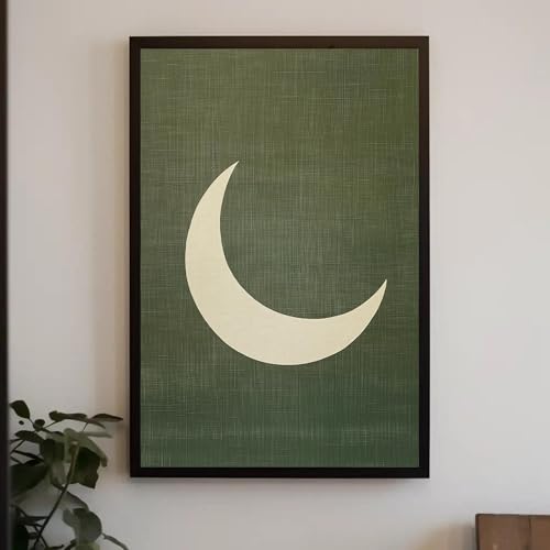 Tableau lune bohème 50x70 cm avec cadre intérieur pour déco salon