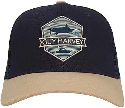 Guy Harvey Men's Trucker Hat, Evening Blue/Deep Sea Fishing, One