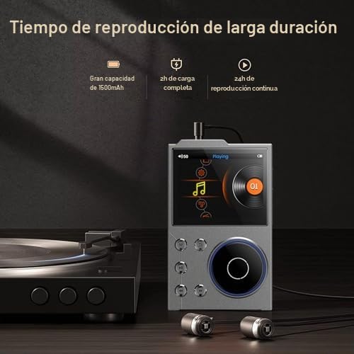 Reproductor de MP3 HiFi con Bluetooth, Reproductor de Música de Audio Digital de Alta Resolución DSD sin Pérdidas, Reproductor de Audio Portátil con Tarjeta de Memoria de 16 GB,