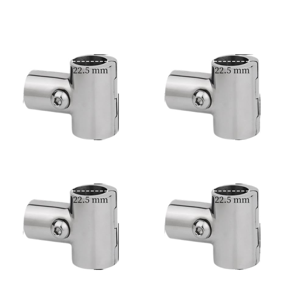 4 Pack 90 Degree Tube Fitting Boat Deck Handrail Hardware 316 Stainless Steel Detachable Rust Resistance for Marine Ships(22mm x 4pcs)