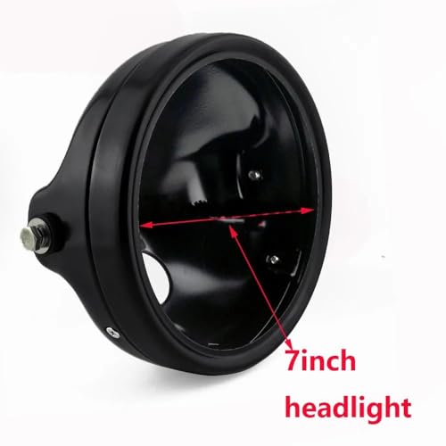 Seau pour moto de 7 pouces avec couvercle de boîtier de phare noir