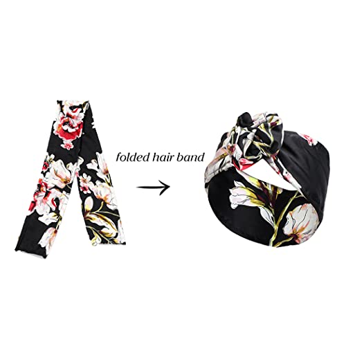 Generse African Headband Flower Hair Band Vintage Head Scarfs African Headwrap for Women and Girls 2Pcs (B) - Image 4