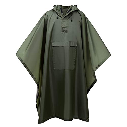 Ahsado Regenponcho, 3-in-1 Multifunktionales Regencape zum Camping Wandern für Erwachsene, Männer/Frauen