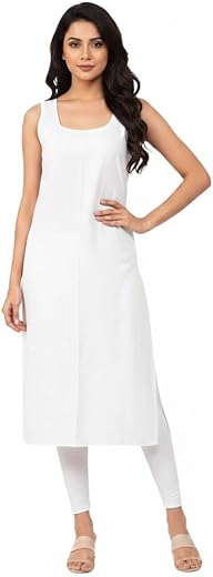 Long Cotton Slip camesole for Women Full Length Inner for Chikankari Kurti, Women Indoor Dress Cotton Sleeveless Skirt wea...
