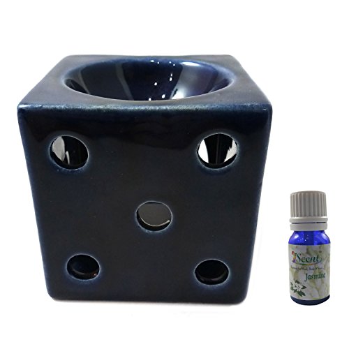 India Meets India Handicraft Ceramic Tea Light Holder and 10 ml Sandal Wood Oil Burner Diffusers,Best Gifting,Made by Awarded Indian Artisan