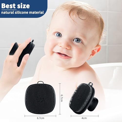 Image of VWMYQ Face Scrubber, Silicone Face Scrubber for Men, Gentle Exfoliator Pad & Massager, Facial Cleansing /Wash Brush - Removes Dead & Dry Skin (Black, Square)
