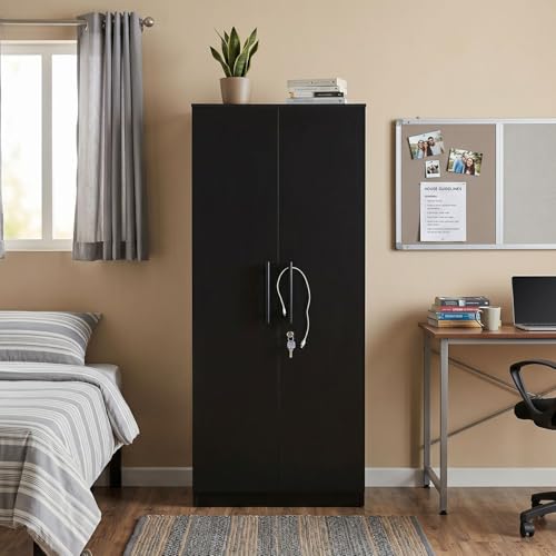 Image of FFO Wardrobe with 2 Doors & 2 Drawers | Multi-Purpose Wardrobe Organizer with Shelves | Engineered Wood Cupboard for Living Room, Bedroom & Office | Modern Sideboard Storage Unit DIY.