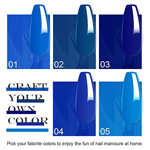 Evpct Dark Navy Blue Gel Nail Polish Blue 5Pcs Set,5 Hot Colors Sky Dark Blue Soak Off Uv Led Cured Bright Spring Summer Winter Gel Nail Gel Polish Kit Set Holidays Gift For Women Popular Nail Art -B thumb #1