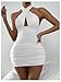 SOLY HUX Women's Criss Cross Halter Mini Dress Sleeveless Tie Backless Bodycon Summer Dresses Pure White Medium