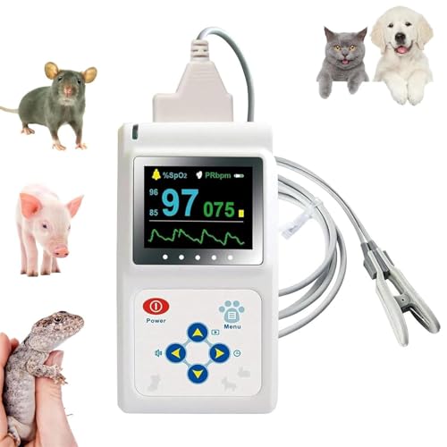 Veterinary Pulse Oximeter, Handheld Digital Animal Pulse Oximeter Equipment for Pet Dog and Cat Tongue Probe, Easy to use and Accurate Monitor