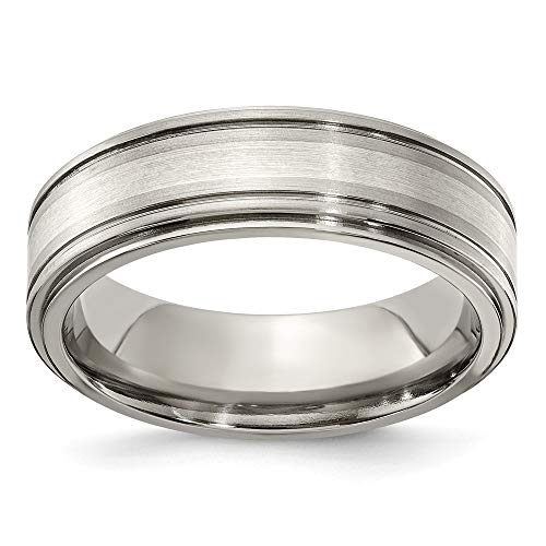 Edward Mirell Titanium Brushed 925 Sterling Silver 7mm Wedding Ring Band Size 7.50 Man Precious Metal Fine Jewelry For Dad Mens Gifts For Him