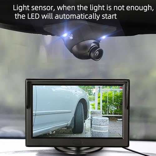 Image of Car Side Rear View Backup Camera Reversing 5 in Monitor Reverse Image Front Parking Night Vision Rear Mirror Positive for Vehicle