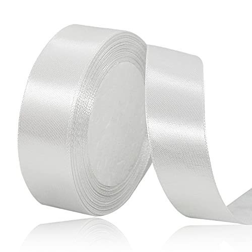 AHOMAME 1 Inch White Satin Ribbon for Gift Wrapping, 25 Yards