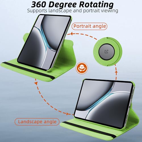 Image of TGK 360 Rotatable Smart Flip Case Cover for OnePlus Pad 2 12.1 inch Tablet (Green)