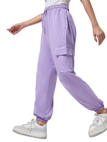 Image of Bewakoof Women's Cotton Oversized Fit Joggers|Bewakoof Air 1.0 | Track pants for woman | Lower for women | Multipurpose | Activewear | Utility Pockets | Lightweight & Flexible Elastic Waist | Casual Joggers | Loose Fit