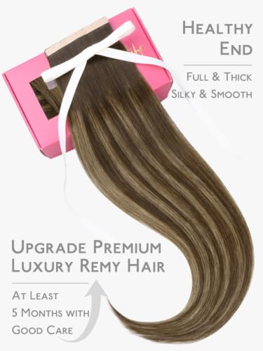 Image of WENNALIFE 3.15 inch Wide Tape in Hair Extensions Human Hair, Tape in Weft