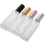 HEALEEP Botellas Pulverizadoras de Vidrio de 12 Ml, 4 Unidades (plata, Dorado, Negro, Rosa Dorado), Atomizadores Recargables de Niebla Fina para Cosméticos de Viaje y Aceites Esenciales