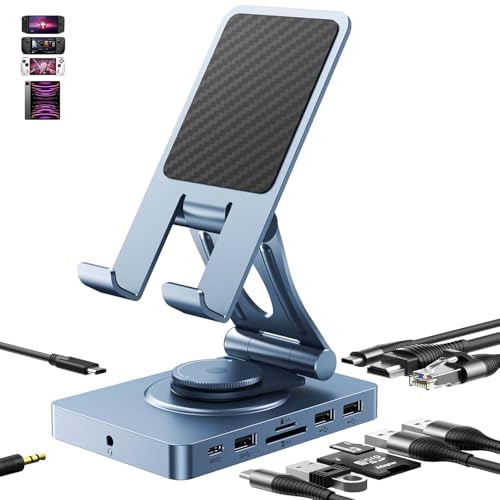 Station d'accueil USB C rotative à 360° pour iPad, iPad Pro, tablette, Samsung, Steam Deck, ROG Ally, Legion Go, Msi Claw, etc, 11 en 1 avec lecteur SD TF...