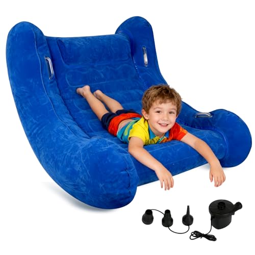 BeiliuDevise Sensory Rocker Chair for Kids, Inflatable Chair for Kids – Full-Surface Velvet Flocking, 42” x 42” x 46”, Ultra-Durable, Sensory Chair for Autistic ADHD Child Includes Electric Air Pump