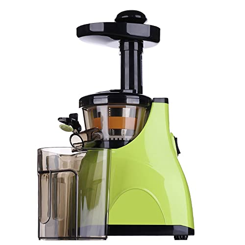 MIIKHI Slow Masticating Juicer Extractor Wide Mouth Cold Press Juicer Machine with Quiet Motor and Reverse Function Fruit Vegetable Wheatgrass Orange Juice Extractor High Yield Anti-Oxida, Green