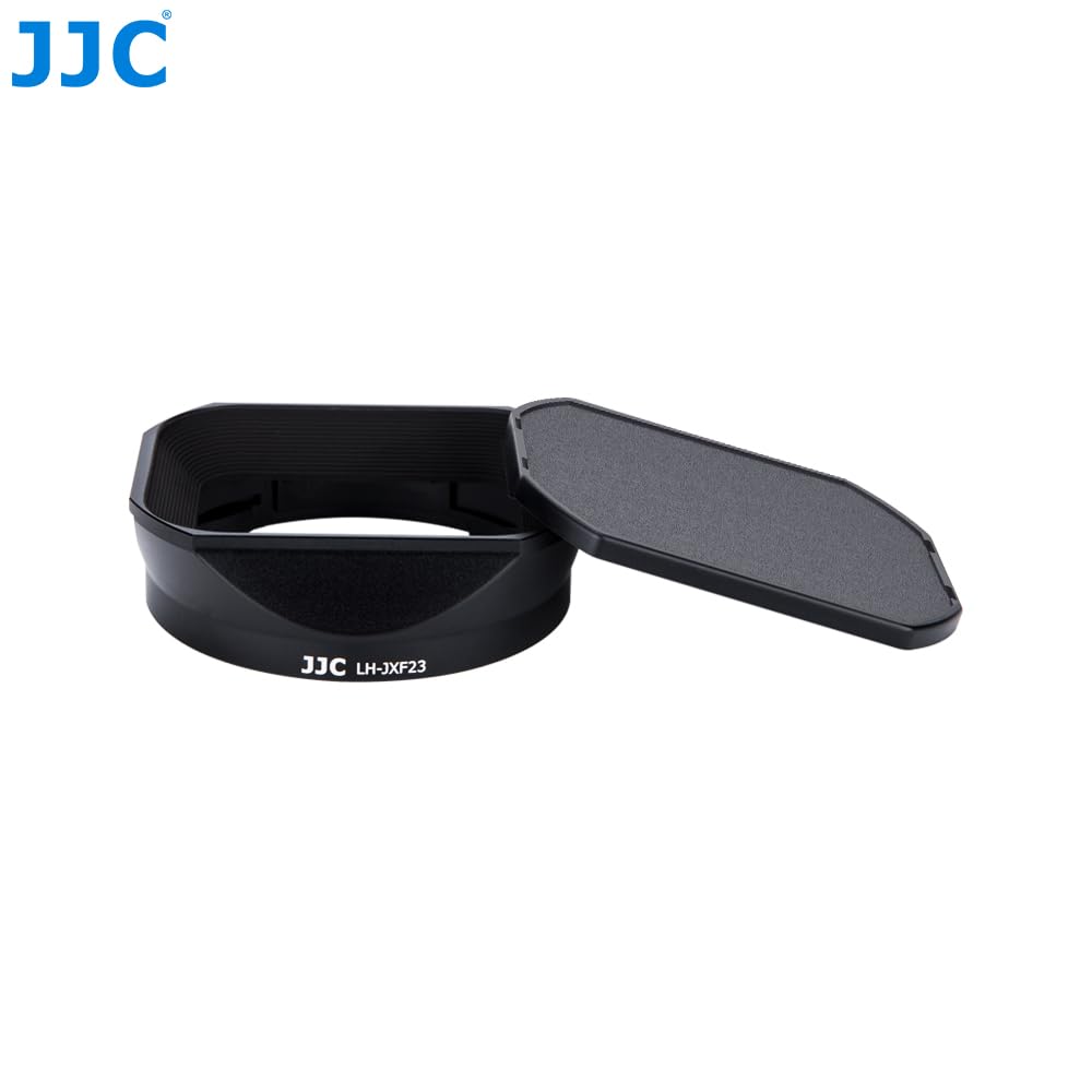 JJC LH-JXF23 Black Copriobiettivo e Paraluce per Obiettivo Fotografico Fujinon XF 23mm F1.4, XF 56mm F1.2 R, XF 56mm F1.2 R APD con Chiusura a Scorrimento Sostituisce Fujifilm LH-XF23