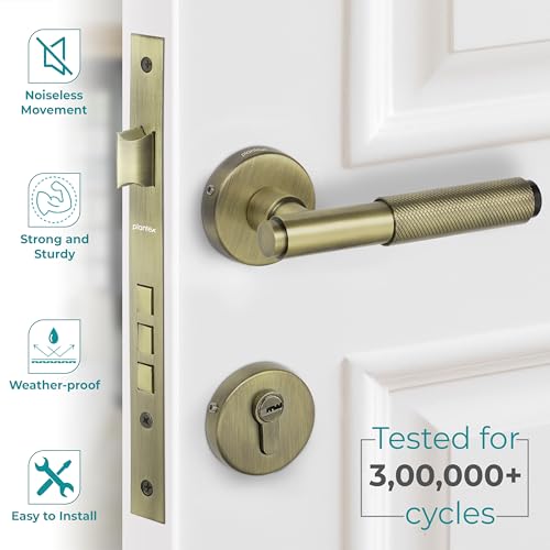 Image of Plantex Premium Door Lock with 3 Years of Warranty /Mortise Lock for Home - Main Door Lock Set (Brass Antique)