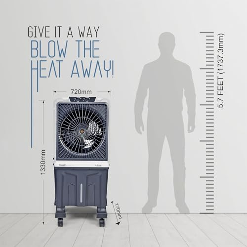 Image of SUMMERCOOL Alvaro 95L Desert Air Cooler with powerful 16 inch motor | Inverter Compatible | 45Ft Air Throw | Double ball bearing Motor | Drain Hole | 1 yr Warranty | Grey
