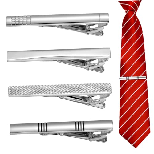 minkissy 4 Pcs Tie Clips Set for Men Minimalist Design Necktie Accessories for Business and Formal Wear Durable and User Friendly Clip Design Sleek and Compact for