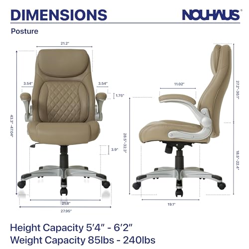 Nouhaus Ergonomic Office Chair with Lumbar Support and Adjustable Armrests (Taupe)